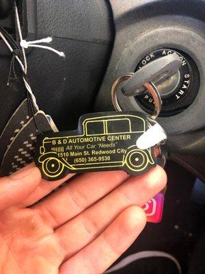 Gifted key tag which I will keep on my key chain.