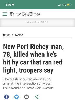 News article where this employee contributed to this man's passing half a year ago.