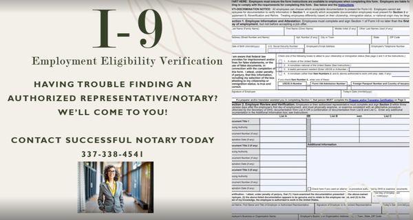 LOOKING FOR AN AUTHORIZED REP TO COMPLETE YOUR I-9. GIVE ME A CALL TODAY. ILL COME TO YOU.