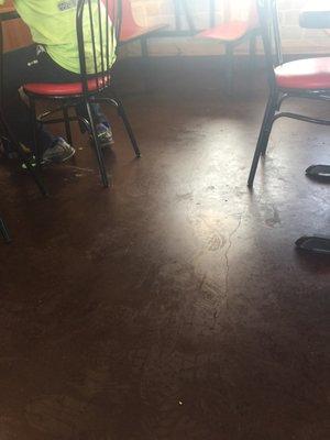 Greasy floors highlight patrons footprints well... Don't they?!.