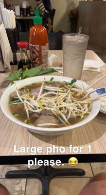 P1 - Combination pho with no tripe or tendon $13. Extra meat for $3.50.