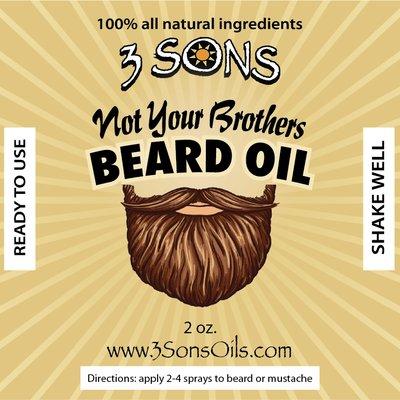 Not your Brothers Beard Oil is a unique blend that will moisturize and keep your beard and skin healthy!!! Available in a 2 oz spray bottle