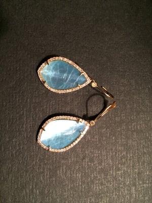 Apatite and diamond earrings