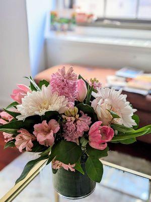 Vday surprise from hubby in CA. Love the pink and white flowers. They're beautiful