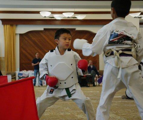 Novice boys sparring division at Annual Dojo Tournament