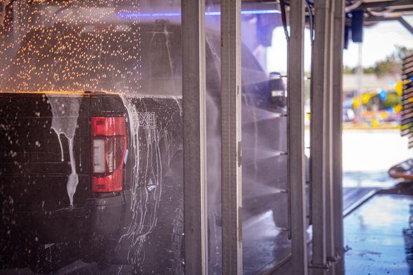 Okie Express Auto Wash automated car wash tunnels get your vehicle clean and shiny with a gentle finish.