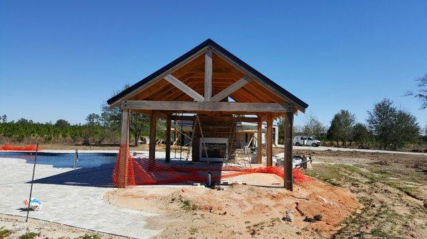 Custom gazebo, fireplace and mantle