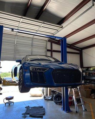 Audi R8 in for exhaust install