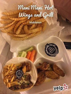 Philly & wings, 6 piece combo