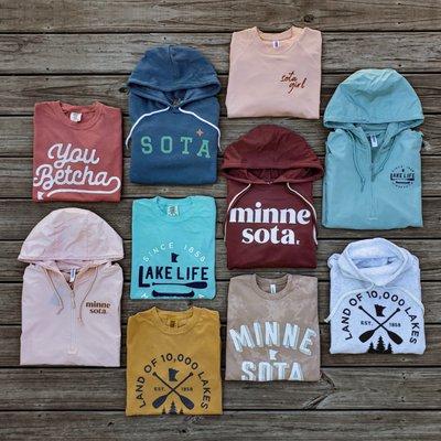 Hoodies, windbreakers, and tees for the Minnesota lake life.