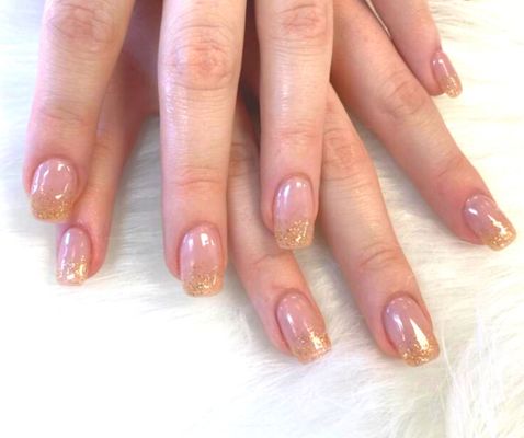 Glittery Gold Nails