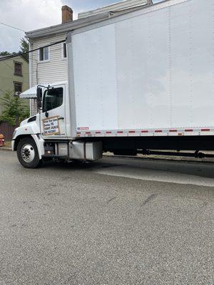 Photo of the packing tape sign attached to the cab door!