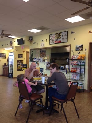 Great local sub shop with a host that over football.