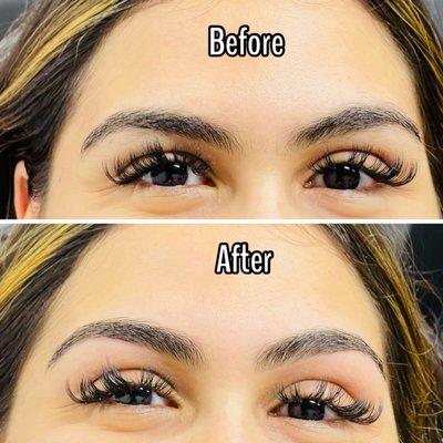 Eyebrows threading before and after result.