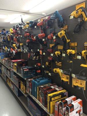 Large selection of stock power tools.  We carry DeWalt, Milwaukee, Makita, Black & Decker just to name a few.