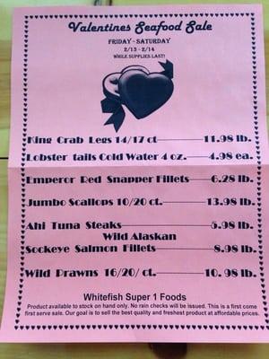 Seafood sale 2/13 -2-14 2015