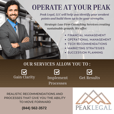 Strategic Law Firm Consulting services. Get your practice in peak shape.