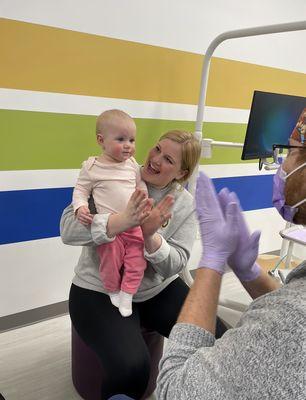 Celebrating her 2nd dental visit! She did such a great job!