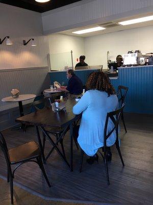 Like at the beach, the Macon Cafe has all shades of blue.