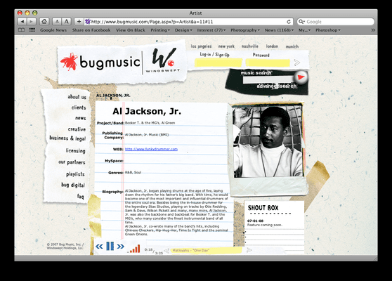 Website -- bugmusic (artist info)