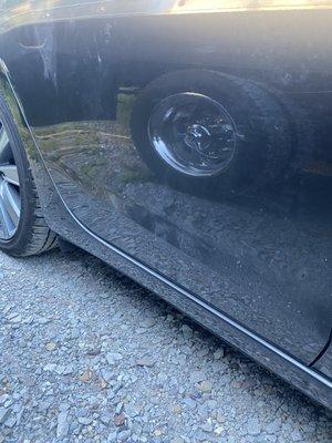 Repaired rocker panel damage Mazda 6