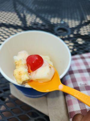 Cheesecake yogurt with cheesecake bites...cherry on top!