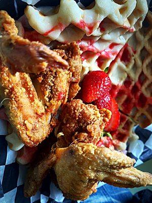 Strawberry Shortcake Chicken and Waffles