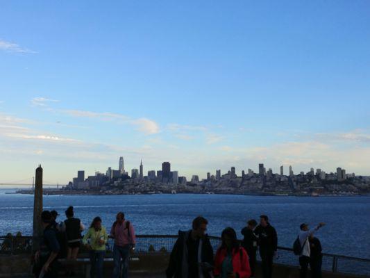 San Francisco city view in the bay returning on Alcatraz sunset cruise.