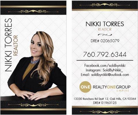 Business Card for Nikki Torres DRE#02065079