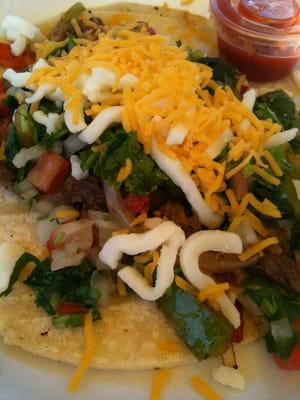 Beef fajita on corn