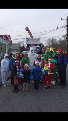 Marching in the Taunton Christmas Parade as Hermey the Elf/Dentist, Rudolph and friends