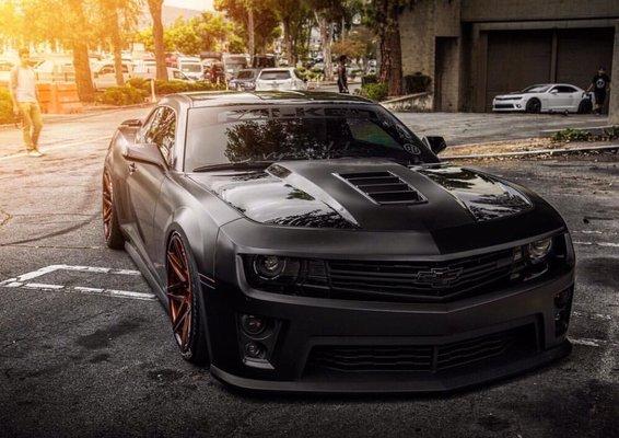 Satin Black we did on @thats_vader's custom Camaro.