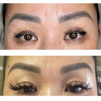 Before and after pics of my brows