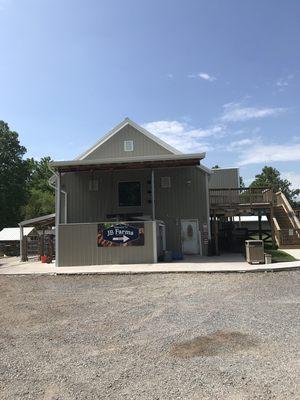 The front of the Butcher Shop as you pull up.