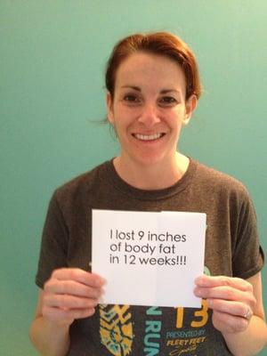 9 inches of body fat gone! Go girl!