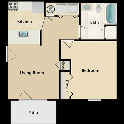 Sebastian One Bedroom One Bathroom 547 Sq. Ft.