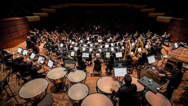 View from the Senior Symphony percussion section - in the Flint Center, Cupertino