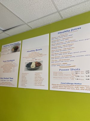 Bowls and Juices List