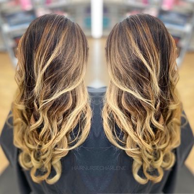 Blonde highlights balayage