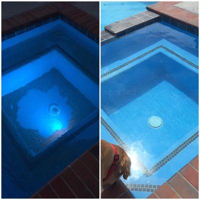 Broken filter spitting D.E. into spa. Before and after repair and cleaning