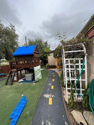 Bike path and climbing structure