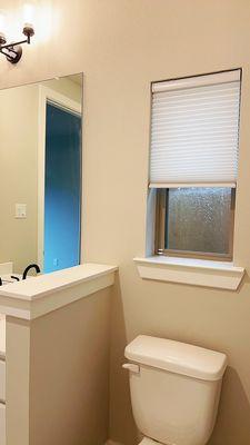 Honeycomb shades-the best window treatment for small window such as toilet, washroom, closet