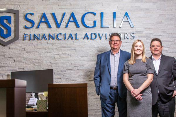 The three advisors at Savaglia Financial Advisors - Karl Weizenicker, Crystal Sdano, and Larry Dreher.