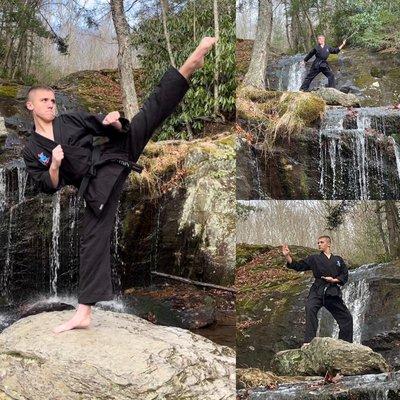 Instructor and 3rd degree black belt, Luke Lewis training in the North Carolina mountains