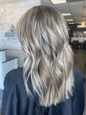 Cool blonde highlights and lowlights