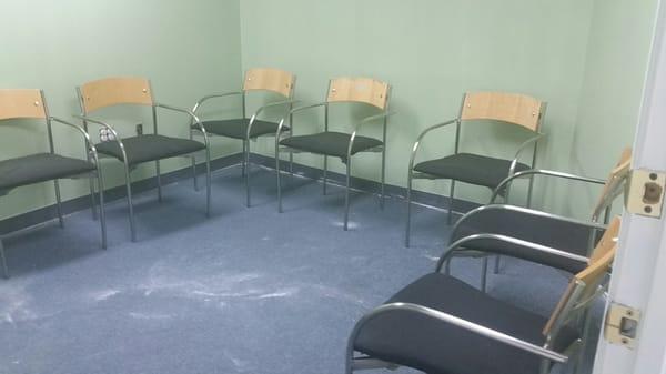 Great chairs for my group psychotherapy room. Don't look at the carpet, renovations ongoing lol.