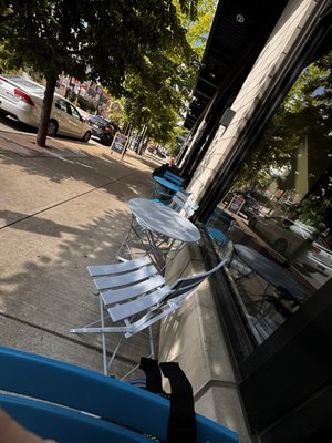 Outside seating. Great weather for outside.