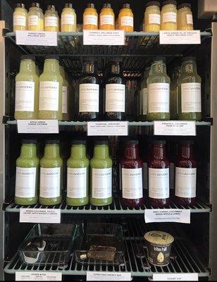 Fresh, vibrant, cold-pressed juice selection! Grab a healthy snack like a homemade power bite, super seed bar, or dairy free yogurt.