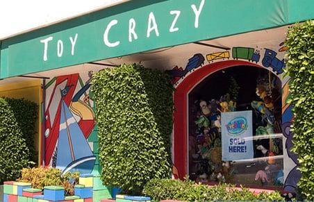 Front entrance to the Toy Crazy Malibu store.