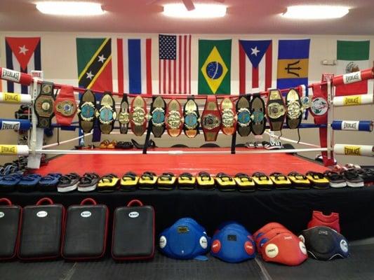 Champions Ship Belts at Elite Muay Thai